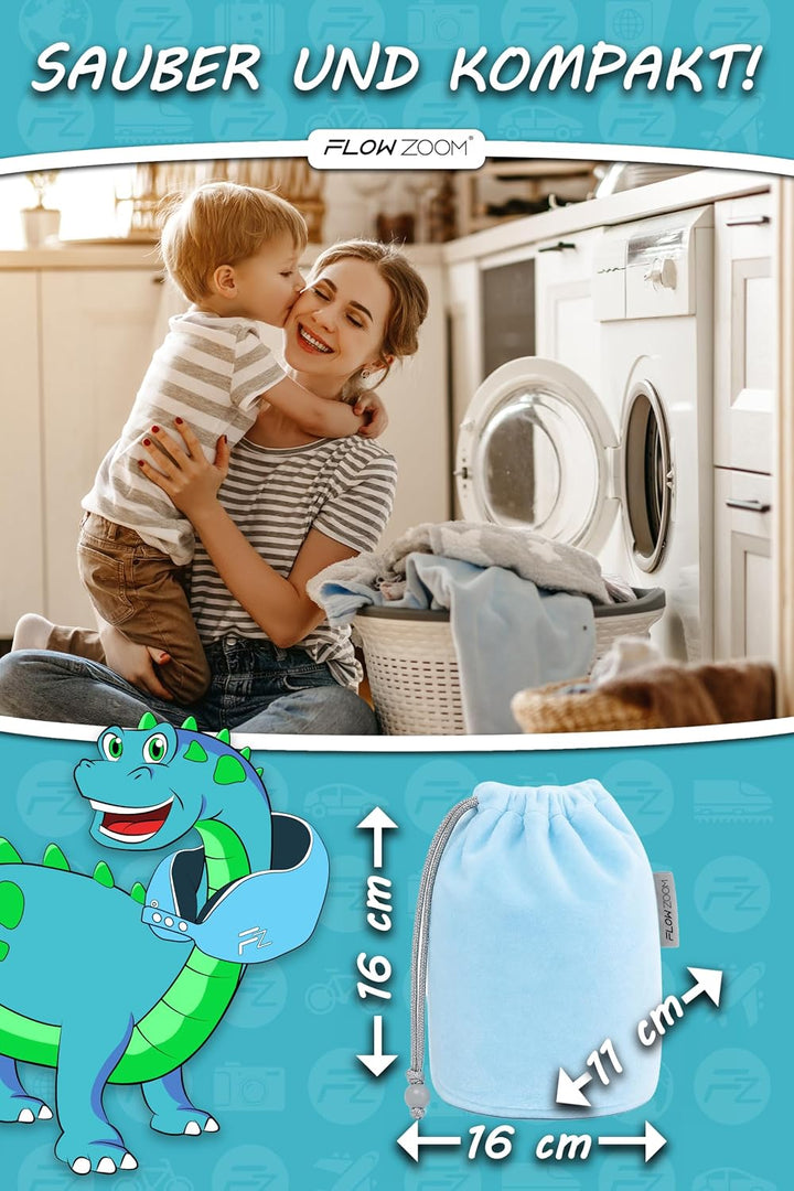 FLOWZOOM Nackenkissen für Kinder ab 3 Jahre - auch für Kinderautositze geeignet - einstellbares Memo