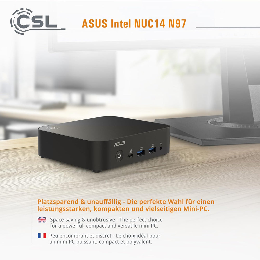 Mini PC ASUS Intel NUC14 N97 Windows 11 Home, N97 CPU 4X 3600 MHz Turbotakt, 500 GB M.2 SSD, 8 GB DD