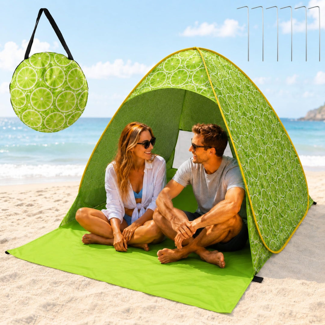 Pop Up Strandmuschel, Strandmuschel Pop Up Strandzelt, UV-Schutz 50+, geeignet für 2-3 Personen, ink
