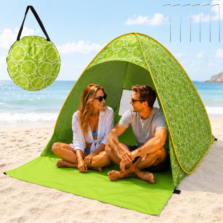 Pop Up Strandmuschel, Strandmuschel Pop Up Strandzelt, UV-Schutz 50+, geeignet für 2-3 Personen, ink