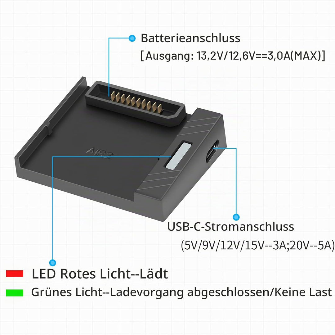 LYONGTECH USB Akku Ladegerät mit PD/QC für DJI Air 2S,Mavic Air 2 Drohne, Raqid Akkuladestation Hub