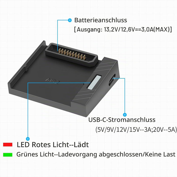 LYONGTECH USB Akku Ladegerät mit PD/QC für DJI Air 2S,Mavic Air 2 Drohne, Raqid Akkuladestation Hub