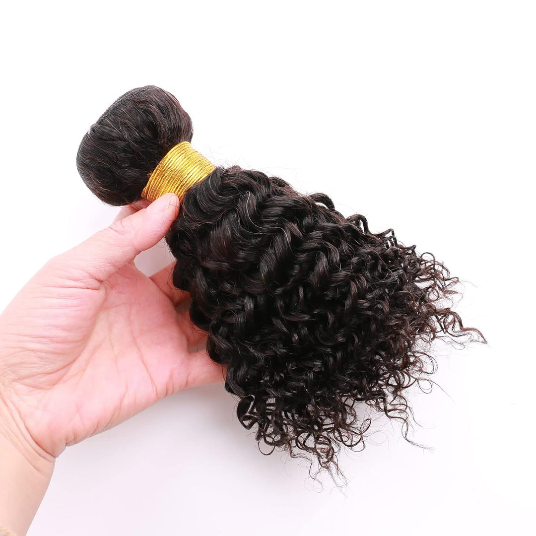 Huarisi 8 Zoll Natürliches Tressen Echthaar Lockiges Haar, 1 Bundle Short Curly Hair 8a, 100g Brazil