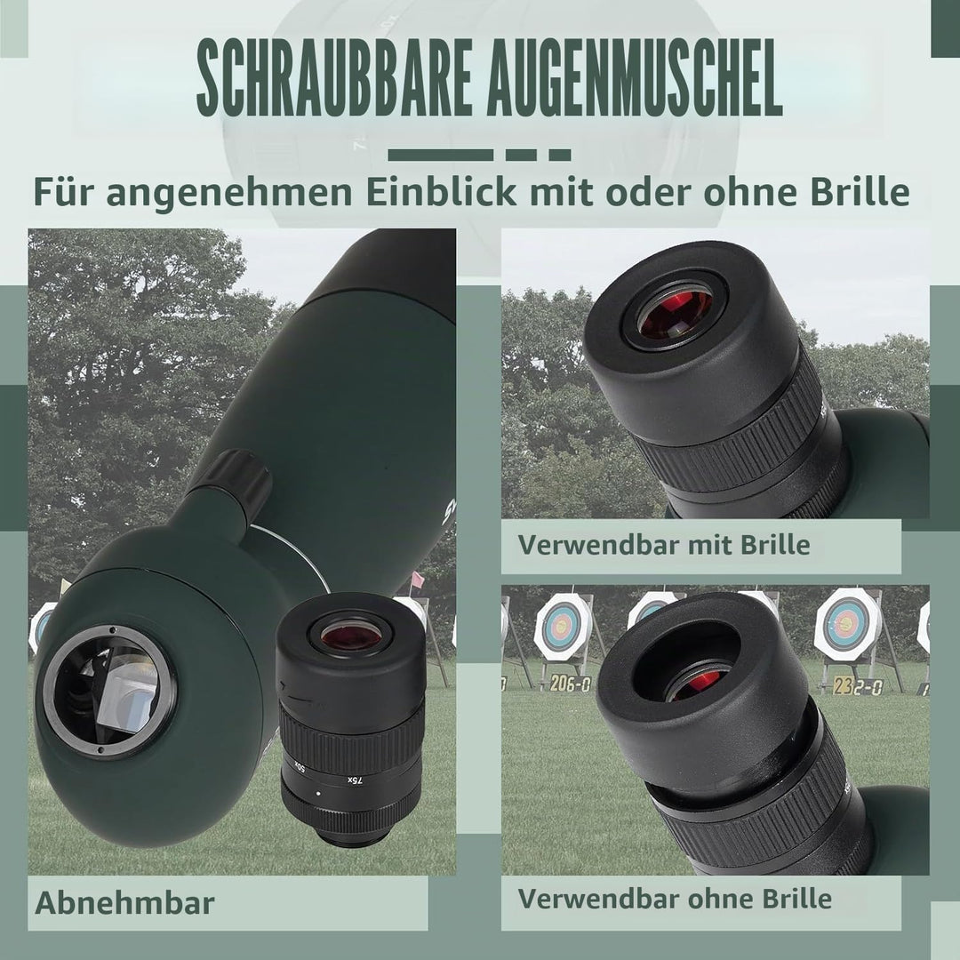 Svbony SV28PLUS Spektiv für Vogelbeobachtung, 25-75×70mm mit Kabellosem Controller, BAK4 A5 Weinrote