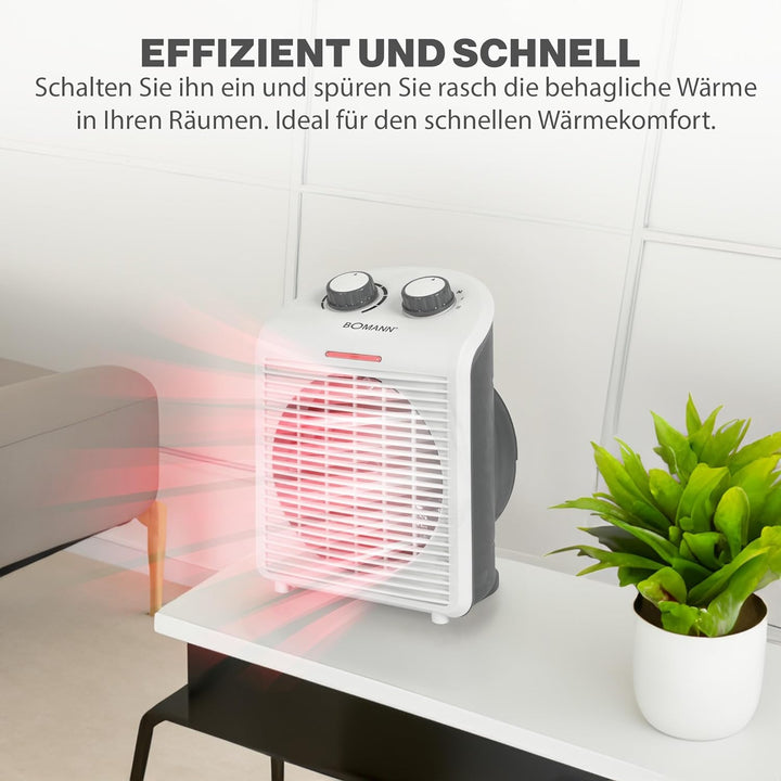 Bomann® mobiler & kompakter Heizlüfter | Heizlüfter 2000W & 1000W | Heizkörper mit Ventilatorfunktio