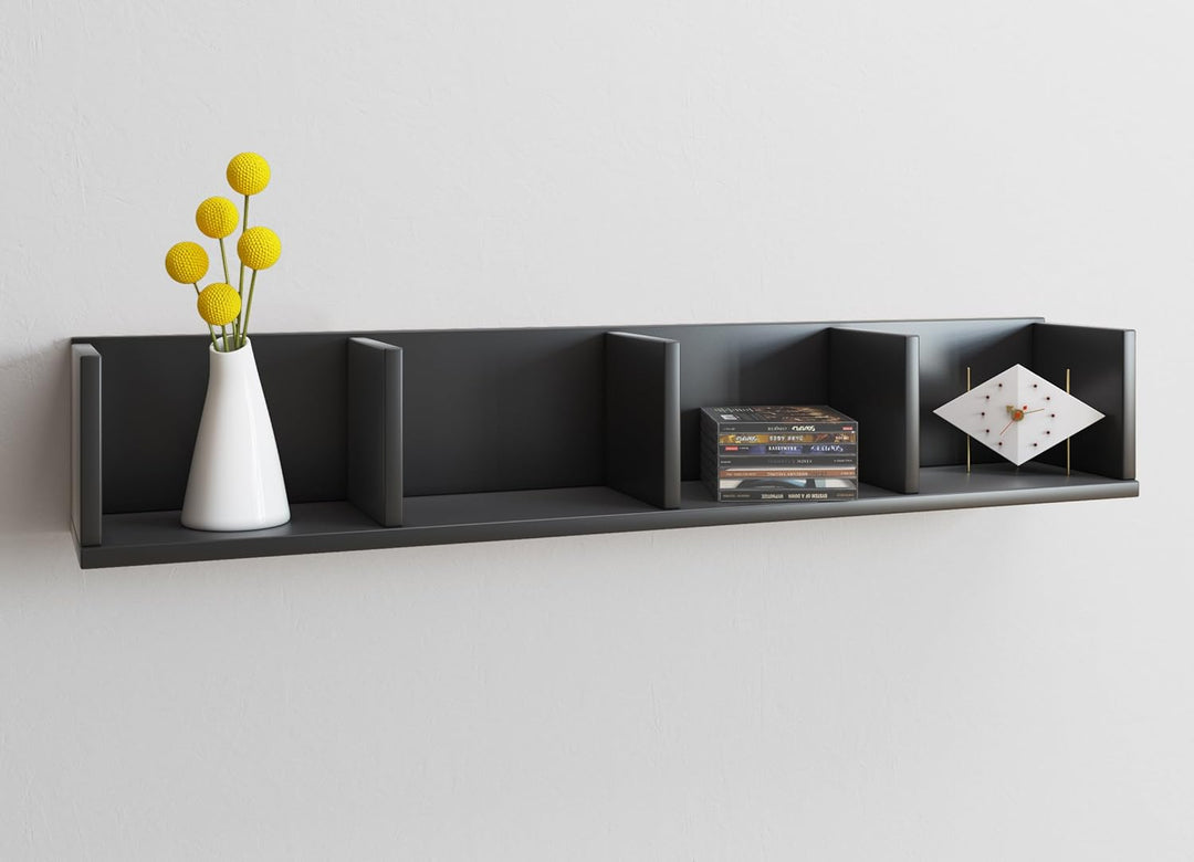 VCM Holz Wandregal Hängeregal Wandboard Regal Honsa Schwarz, Schwarz