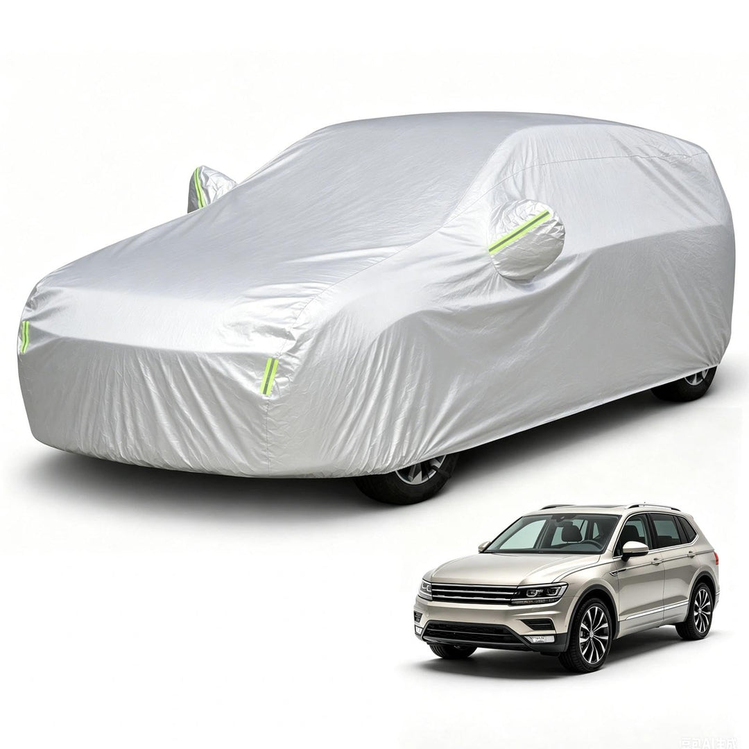 MIKKUPPA Hagelschutzplane Auto‑SUV, Autoabdeckung für SUV 465‑485 cm | Silberne Vlies‑Autoplane mit