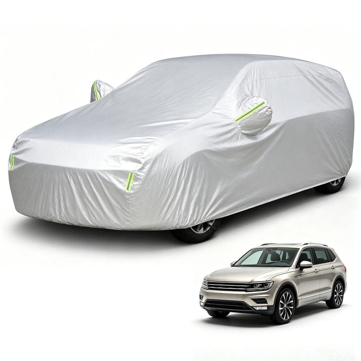MIKKUPPA Hagelschutzplane Auto‑SUV, Autoabdeckung für SUV 465‑485 cm | Silberne Vlies‑Autoplane mit