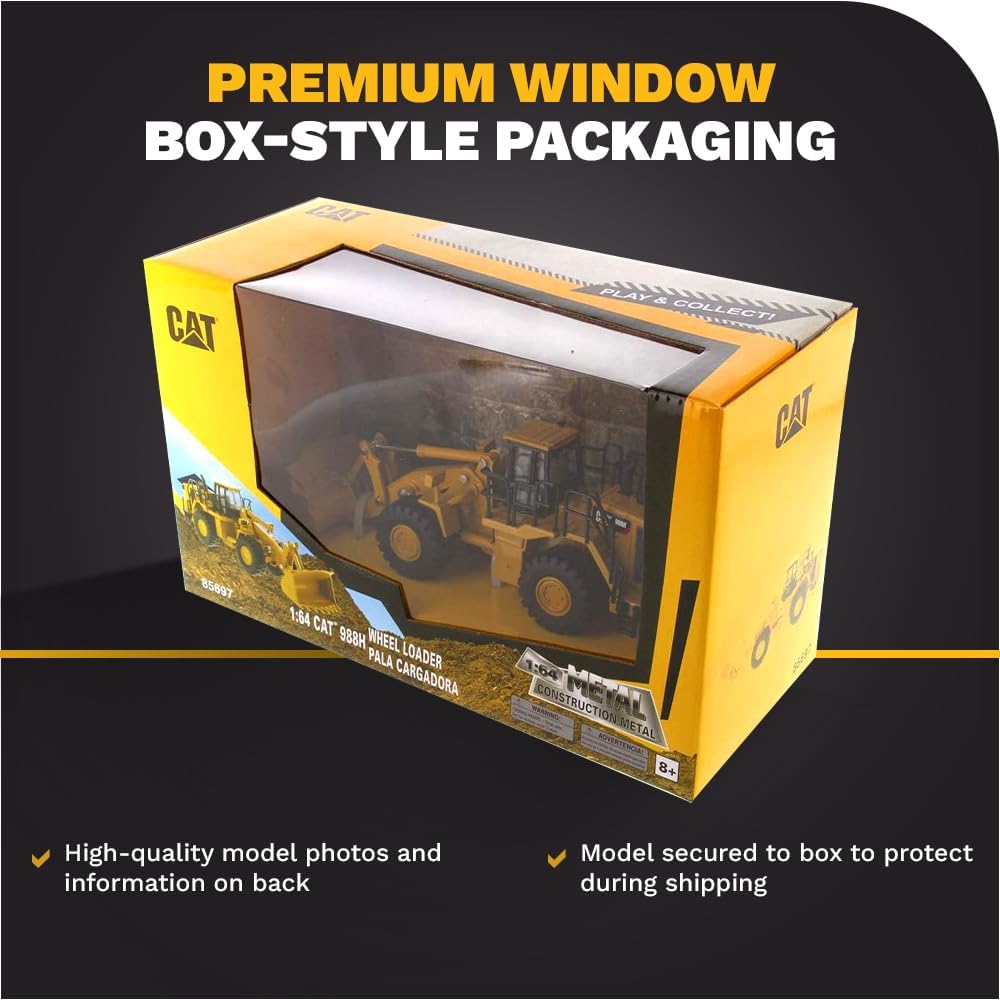 Diecast Masters Caterpillar Radlader 988H, detailgetreues CAT Baufahrzeug in Displayfenster-Box, Mas