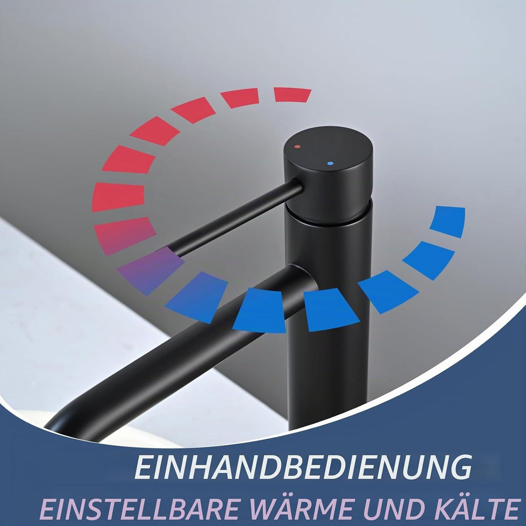 Wasserhahn Bad-Mischbatterie, Waschtischarmatur mit Geräuscharmem Keramischem Ventilkern, Armatur fü