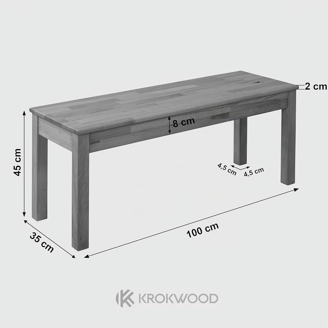 Krok Wood Sitzbank Tomas aus Massivholz (Buche, 100 x 35 x 45 cm) Buchenholz 100 x 35 x 45 cm, Buche
