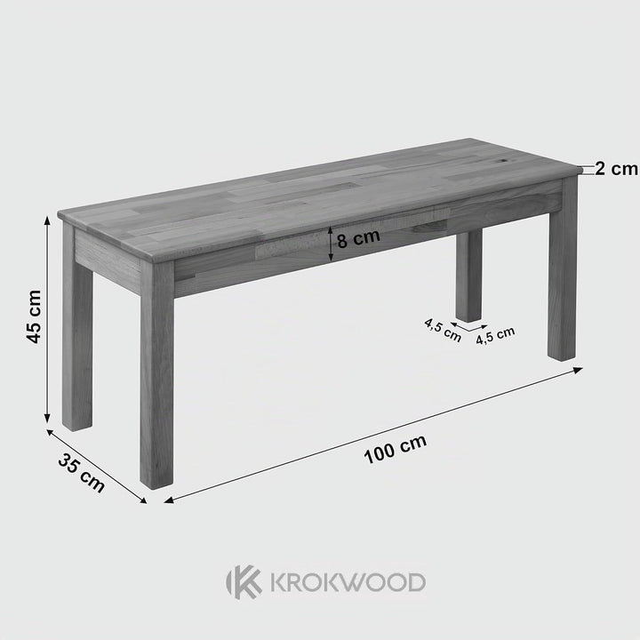 Krok Wood Sitzbank Tomas aus Massivholz (Buche, 100 x 35 x 45 cm) Buchenholz 100 x 35 x 45 cm, Buche