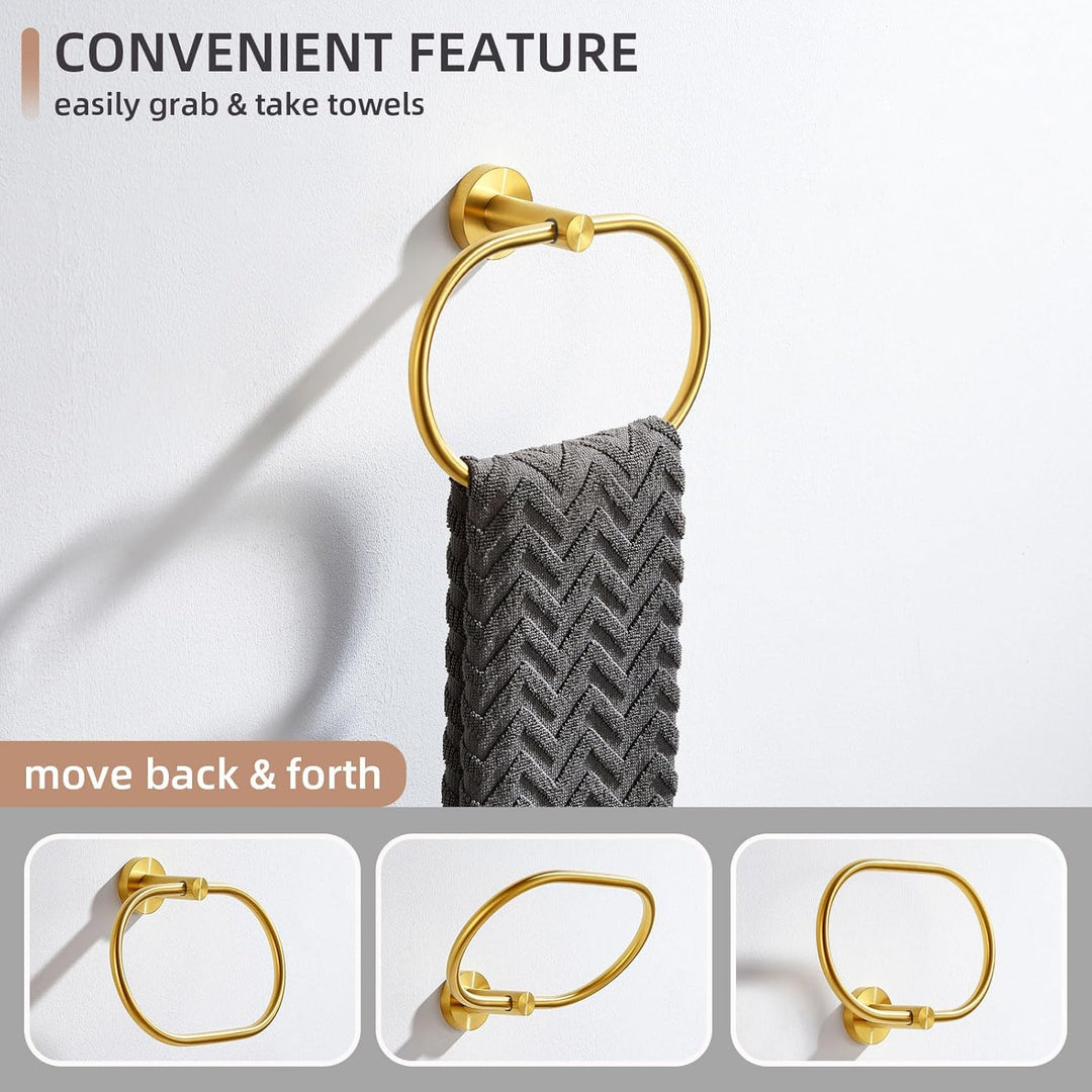 Handtuchring Gebürstet Gold, Winkel Einfach SUS 304 Edelstahl Modern Handtuchhalter Badezimmer Handt