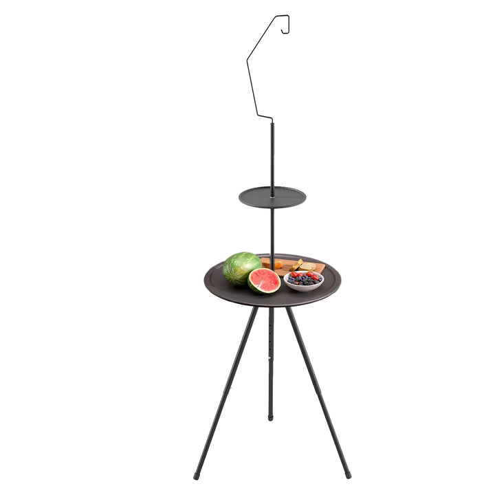 Runder Campingtisch, 38x138cm Tragbarer Campingtisch, Doppelschichtiger Klapptisch, Beistelltisch Ca