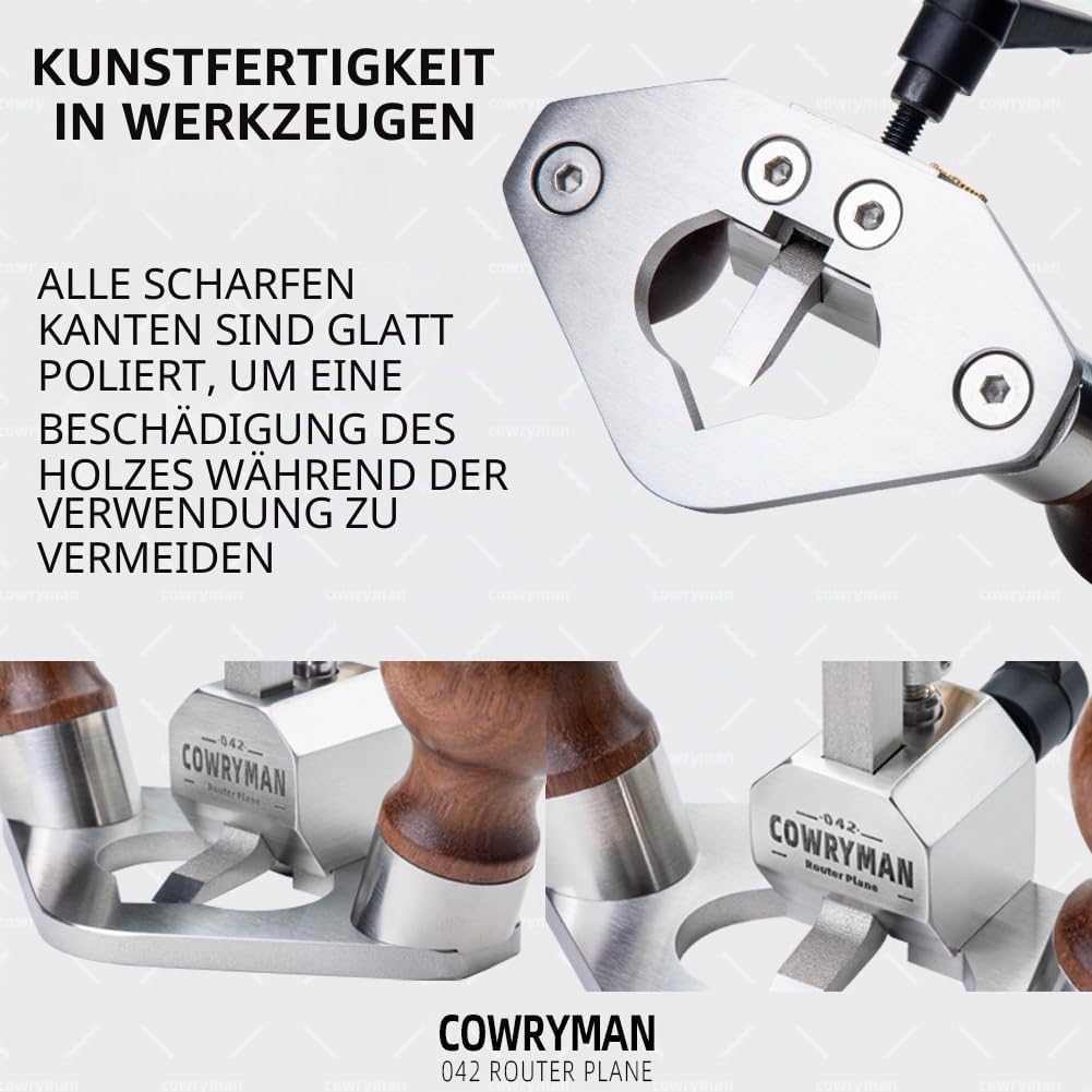 Cowryman 042 Oberfräsehobel Handheld Präzisions-Holzbearbeitungswerkzeug mit Tiefenanschlag für deta