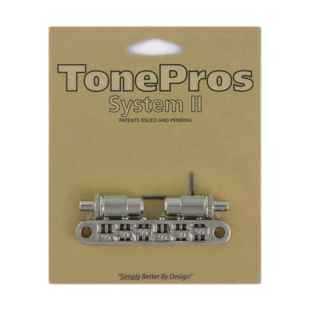 TonePros TPFR N - Metric Tune-O-Matic Bridge with Roller Saddles (Large Posts) - Nickel
