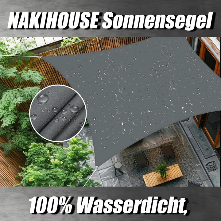 Sonnensegel Wasserdicht 2x3m Rechteckig Premium PES Polyester Sonnenschutz Windschutz Segel 98% UV-S