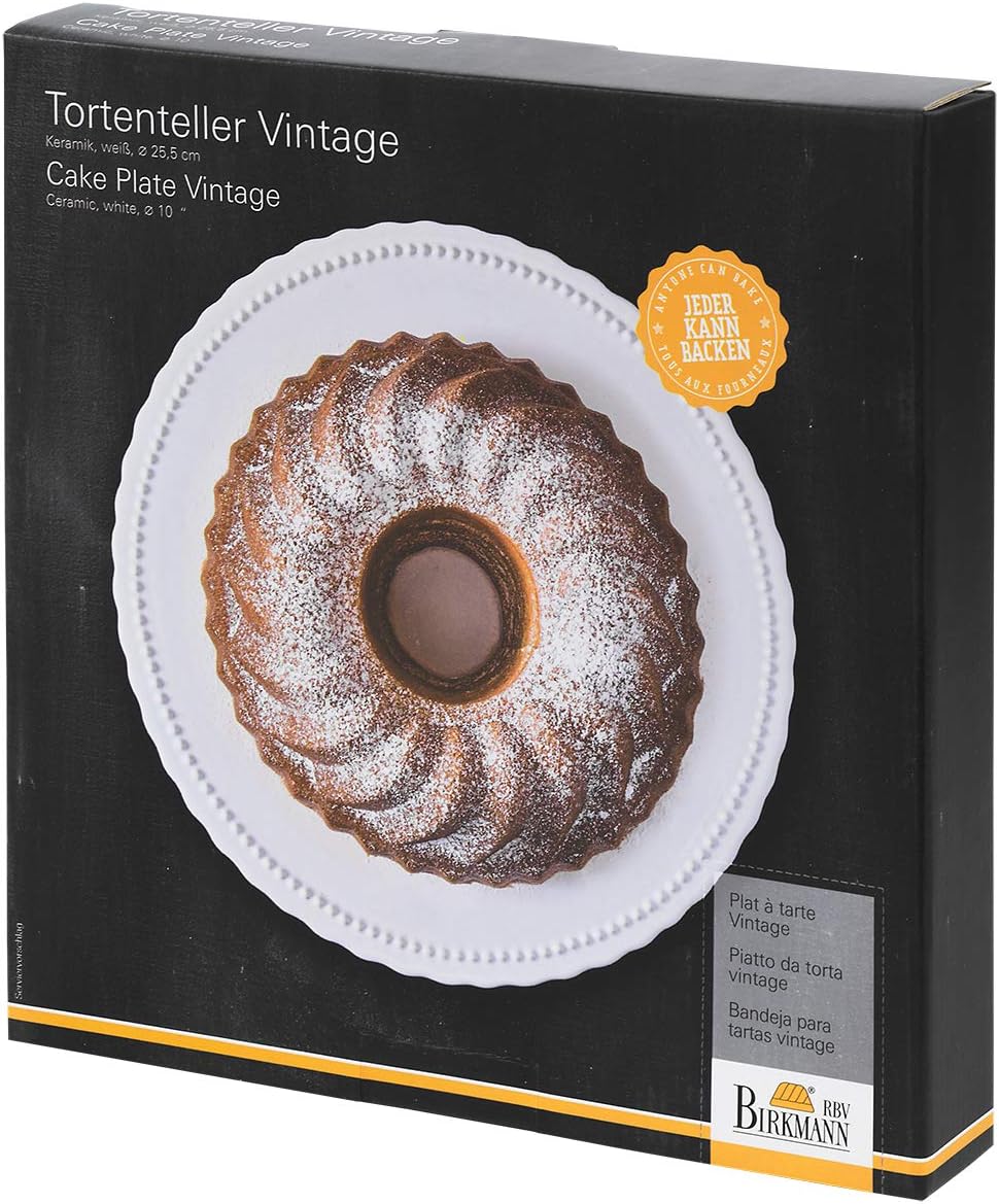 Birkmann Premium Baking Vintage Tortenteller aus Keramik, flache Kuchenplatte und Servierplatte hand