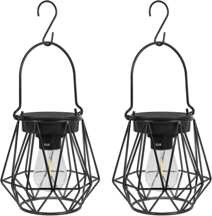 Ketom Solarlampen für Aussen Hängend/Stehend, 2 Stück Retro LED Solar Laternen, IP65 Wasserdicht Met