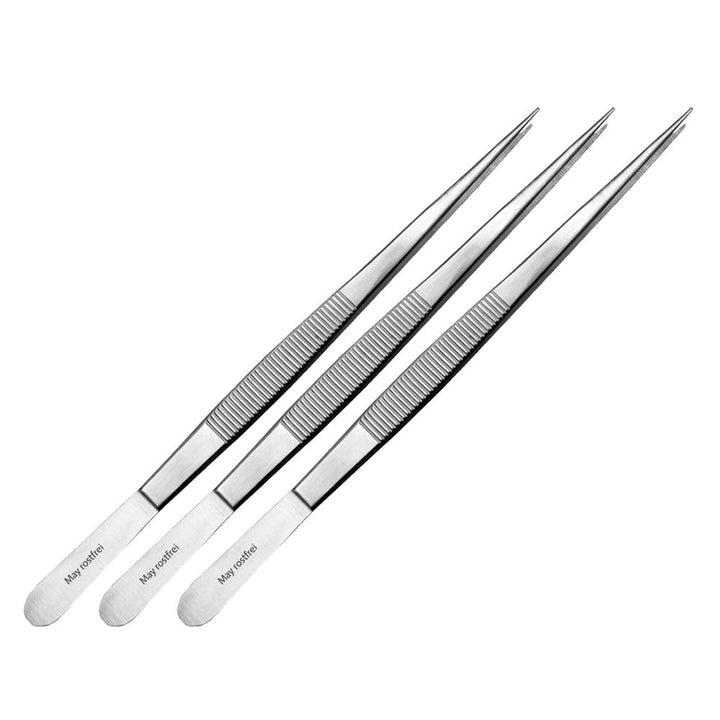 May - Set - 3 x Technische Pinzette gerade - 20 cm - Modellbau Pinzette - Elektriker Pinzette - Indu