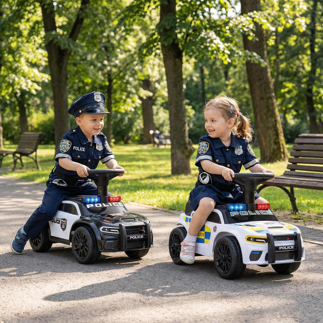 COSTWAY Rutschauto Polizei, Rutschfahrzeug mit blinkenden Lichtern, Musik & Sirene, Kinderauto mit S