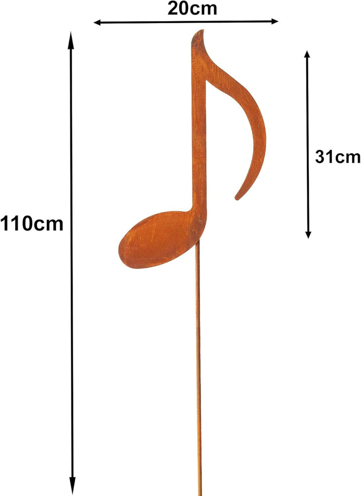 Bornhöft Gartenstecker Noten 3er Set Notenschlüssel Note Beetstecker Topfstecker Metall Rost Gartend
