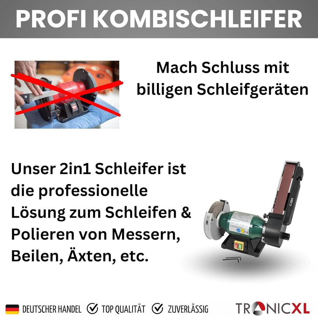 600W Kombischleifer Schleifgerät + Filzscheibe zum Polieren + Schleifband Messerschleifer Messerschä