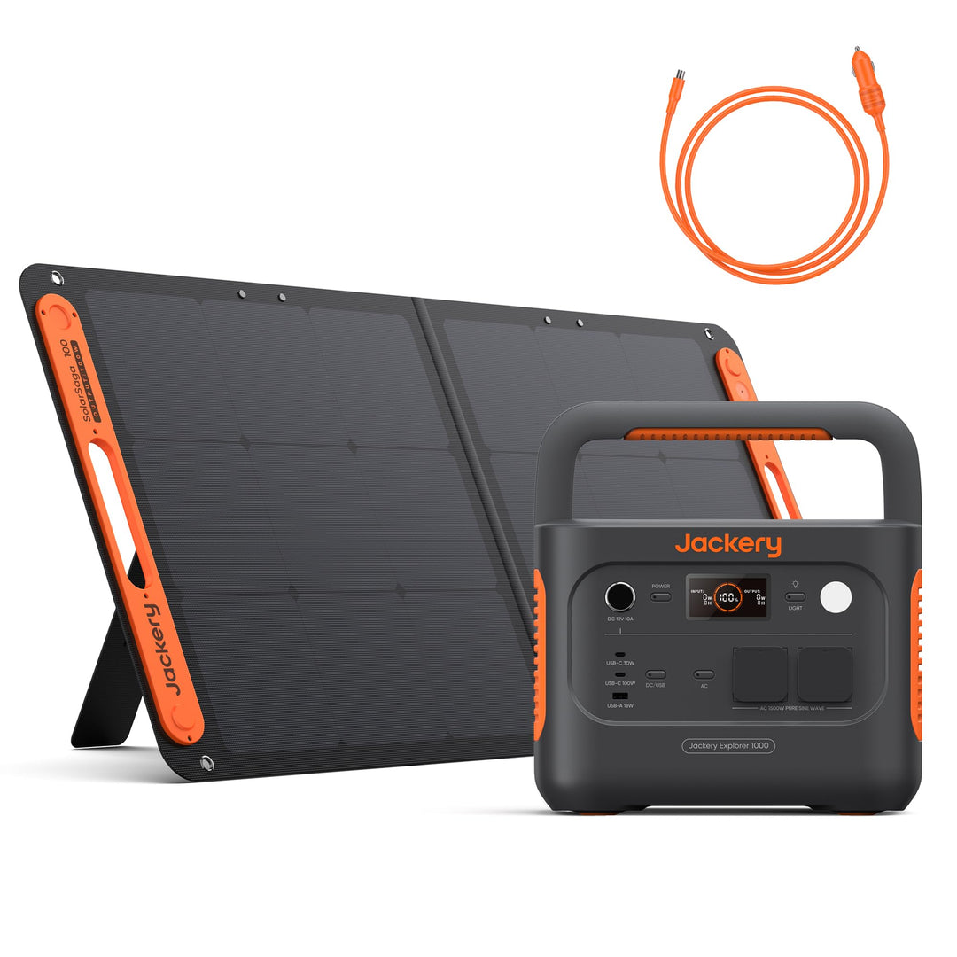 Jackery E1000 v2 Tragbare Powerstation mit 100W Solarpanel, 1070Wh LiFePO4 Solargenerator mit DC8020