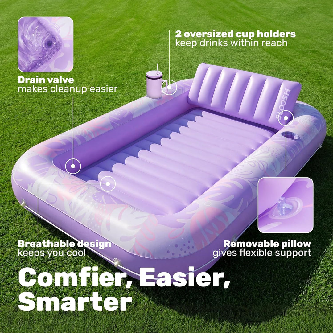 SLOOSH Aufblasbare Tanning Pool, 70" x 46"/ 85" x 57" Grosse aufblasbarer Luftmatratze für Erwachsen