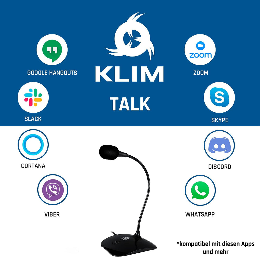 KLIM Talk USB - Standmikrofon PC und Mac - Kompatibel mit jedem Computer - Professionelles USB Mikro