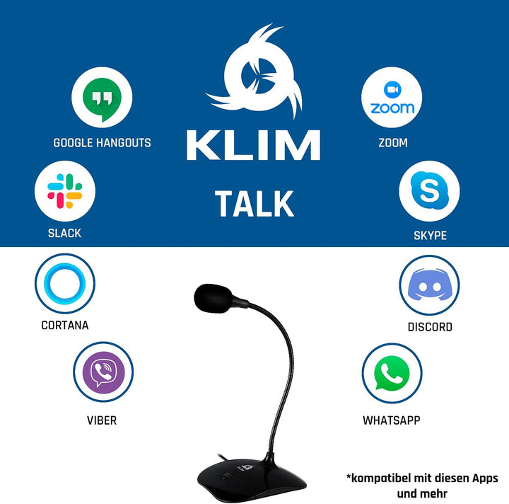 KLIM Talk USB - Standmikrofon PC und Mac - Kompatibel mit jedem Computer - Professionelles USB Mikro