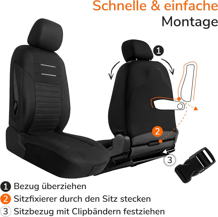 Upgrade4cars Auto-Sitzbezüge Set Universal Version 2026 | Autoschonbezüge Vordersitze &amp; Rückbank | A