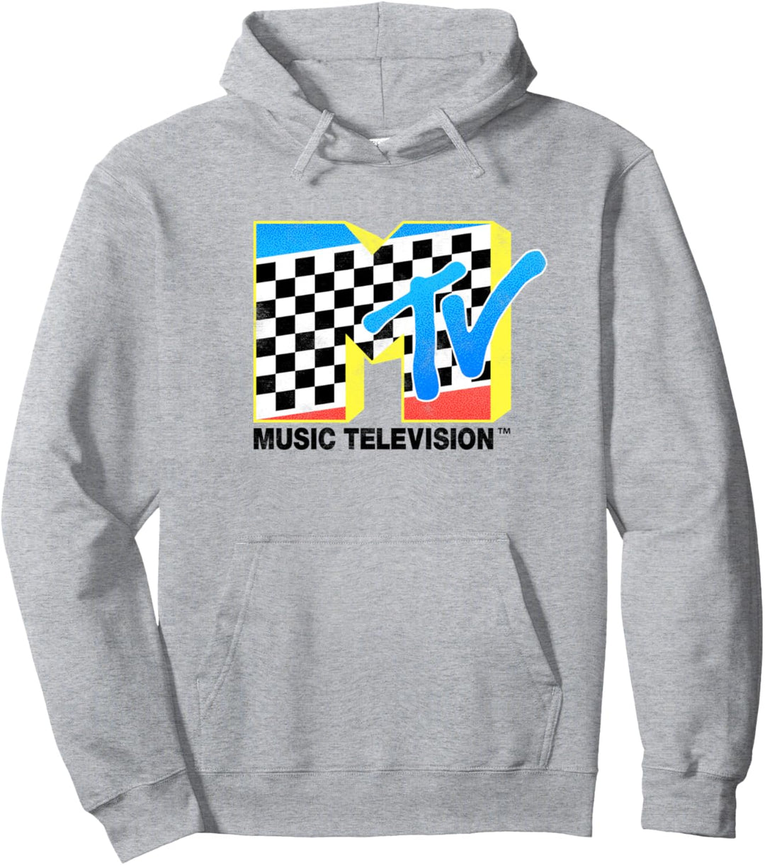 MTV Offset Checkered MTV Logo Pullover Hoodie