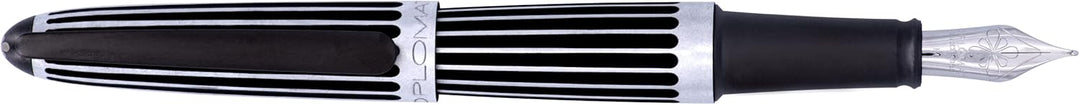 DIPLOMAT - Geschenkset Füllfederhalter Aero Stripes - Aluminium & Schwarz - 1 Füllhalter + 1 Tintenf