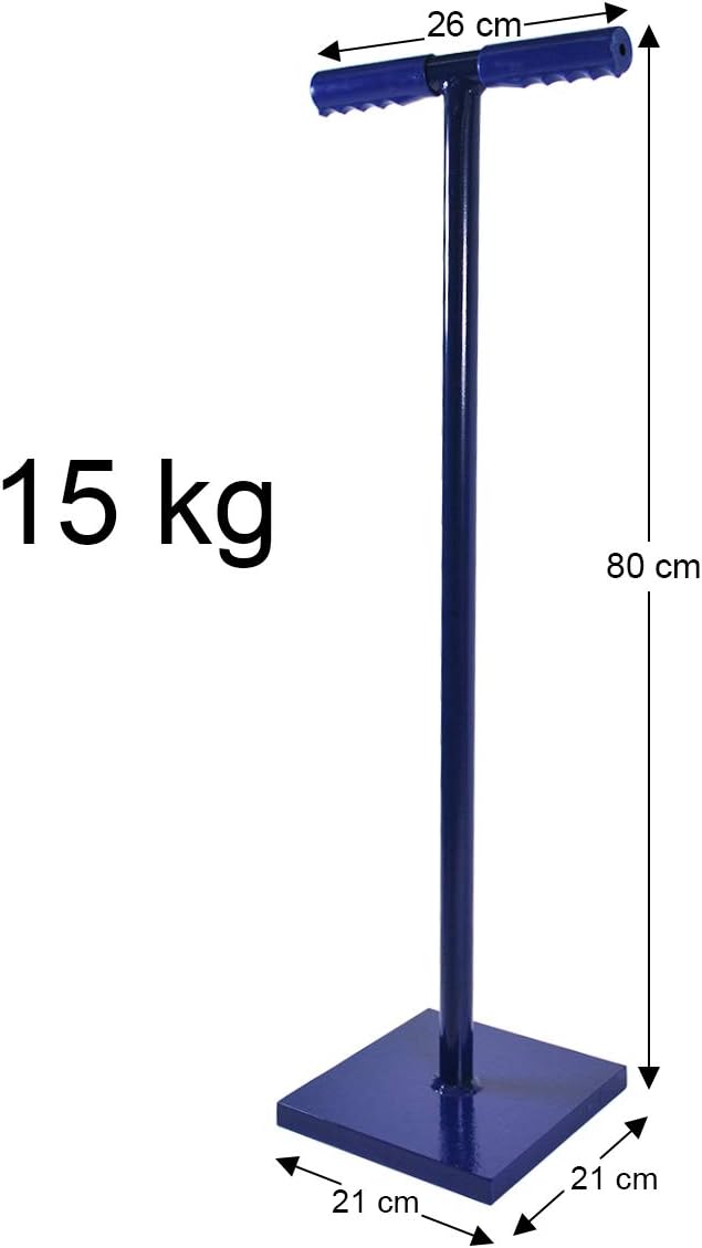 HELO Erdstampfer Betonstampfer aus Stahl 15 kg mit 2-Hand T-Griff, Handstampfer zum Verdichten mit 2