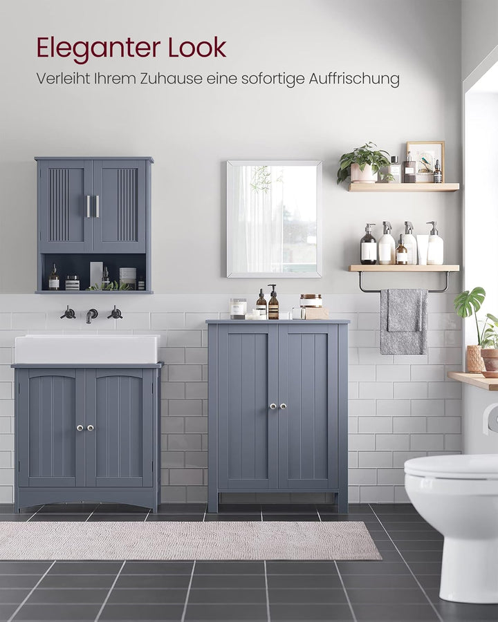 VASAGLE Badezimmermöbel auf Füssen, Aufbewahrungsschrank, Schrank mit 2 verstellbaren Regalen, 30 x