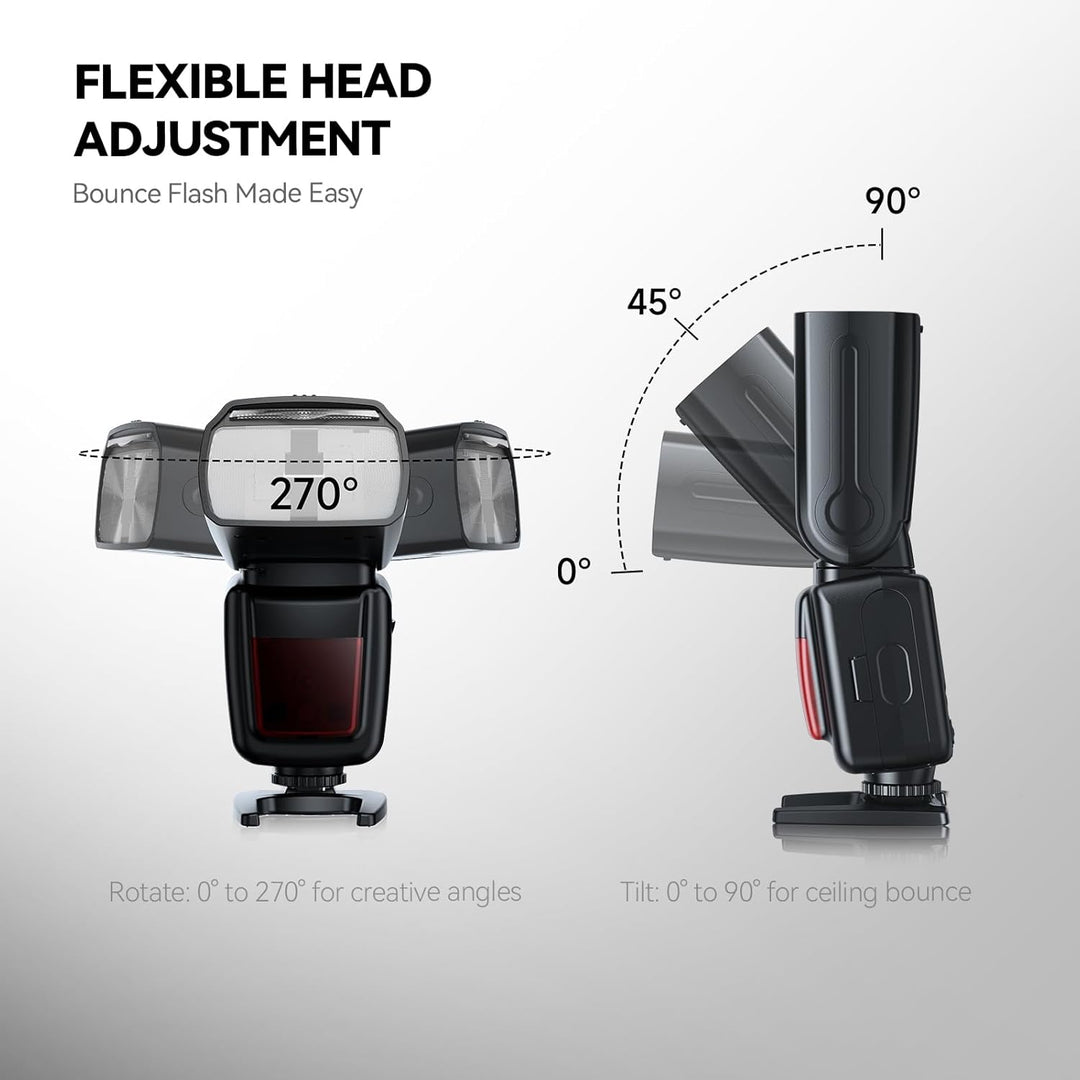 PHOTOOLEX Blitz Flash Speedlite für Canon Nikon Sony Panasonic Olympus Pentax Fujifilm Sigma Minolta