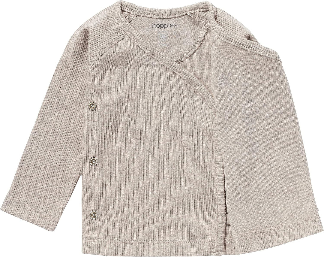 Noppies Unisex Baby U Tee Overlap Ls Rib Nanyuki T-Shirt 44 Taupe Melange - P757, 44 Taupe Melange -