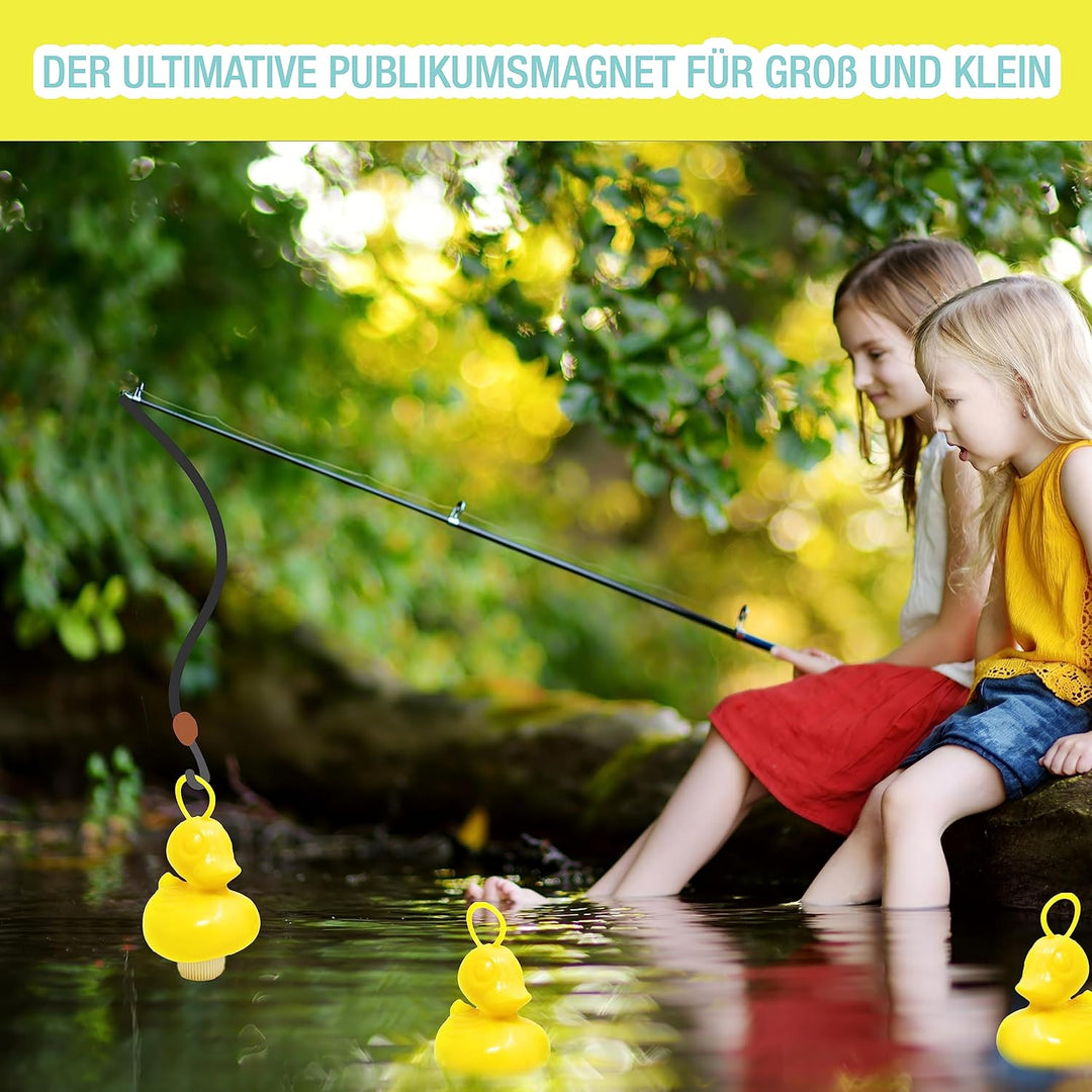 AMLI Enten Angeln | 16x gelbe Entchen mit Öse & Gewicht | Entenangeln Spiel Wasser gross | Perfekt f