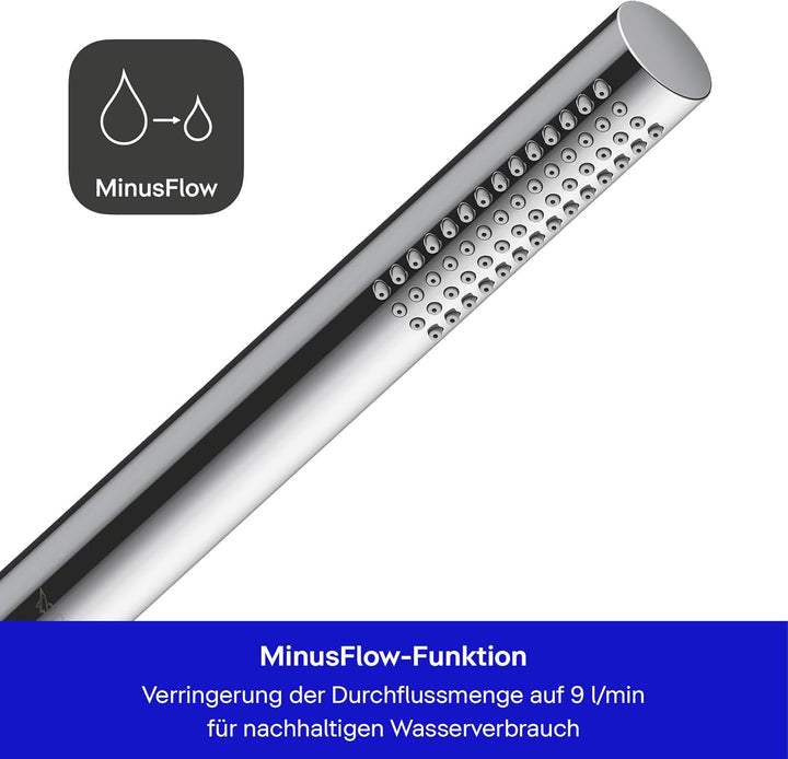 Duravit wassersparende Stabbrause, Duschkopf mit Strahlart Rain, Duschbrause rund, Handbrause mit wa