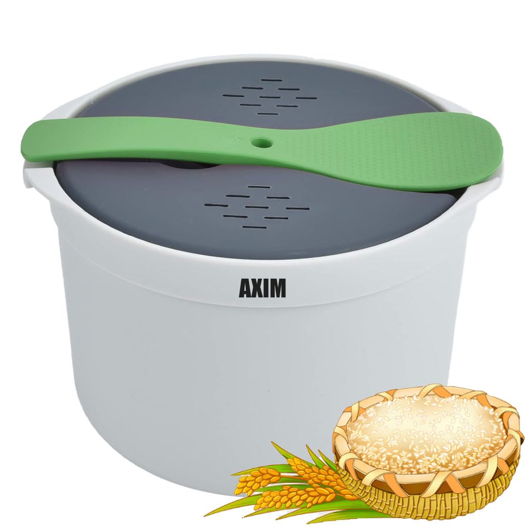 AXIM Reiskocher für Mikrowelle,2 L Reismaschine Mikrowellen-Nudelkocher,Mikrowellenherd Dampfgarer m