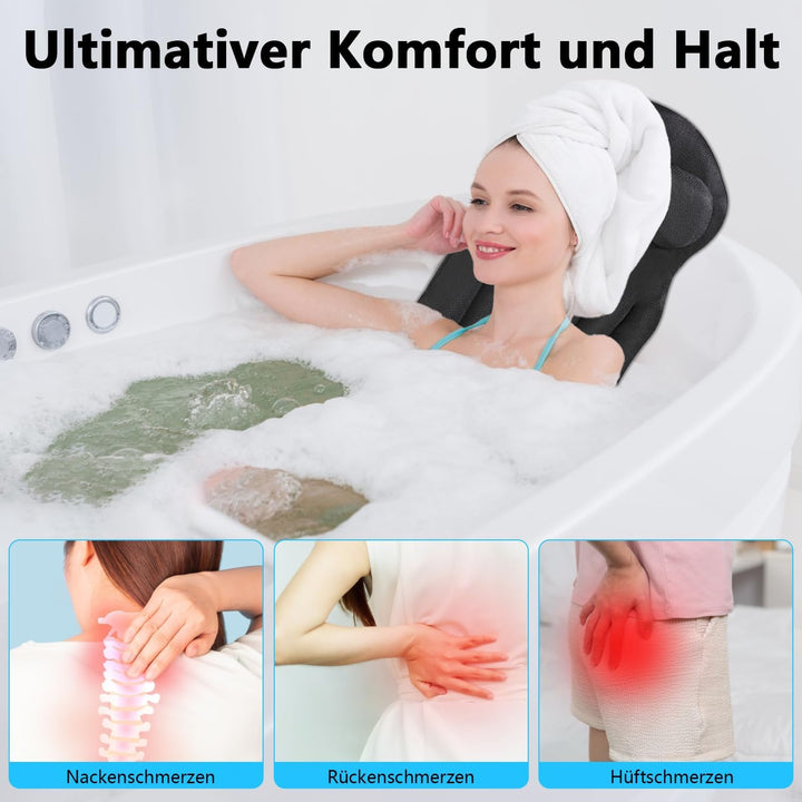Badewannenkissen Ganzkörper Badekissen, Vollkörper Badewannenmatte mit Kopfstütze Unterstützt Nacken