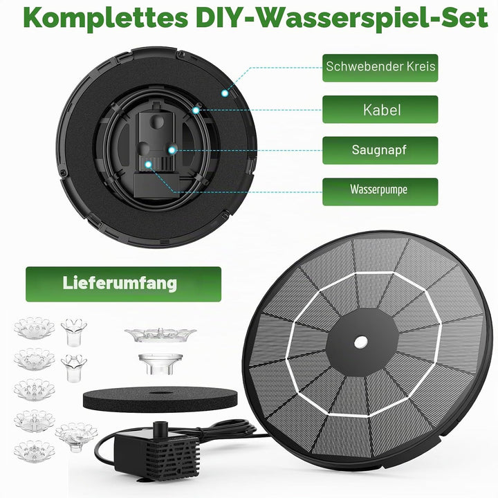 AISITIN Solar-Springbrunnenpumpe für Vogelbad, 3,5 W DIY Solar-Wasserpumpen-Set mit 3 m langem Kabel