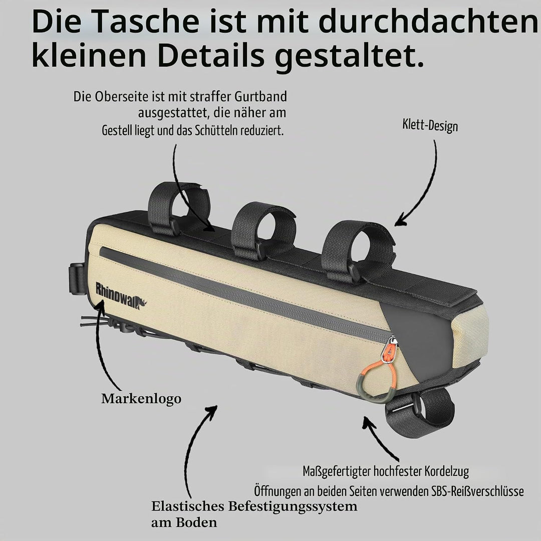 Fahrrad Rahmentasche Oberrohrtasche spritzwassergeschützt Dreieckstasch Doppelseitiger Reissverschlu