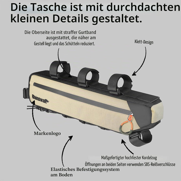 Fahrrad Rahmentasche Oberrohrtasche spritzwassergeschützt Dreieckstasch Doppelseitiger Reissverschlu