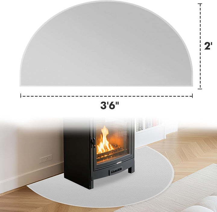 TOHONFOO Herdteppiche für Kamine, feuerfest, 106,7 x 61 cm, halbrund, feuerfeste Kaminmatte, Herdber