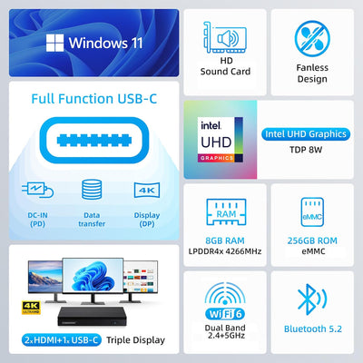 Orbsmart AW-15L Mini-PC Win11 Pro Desktop-PC | Computer | Micro-PC | lüfterlos | stromsparend (Intel