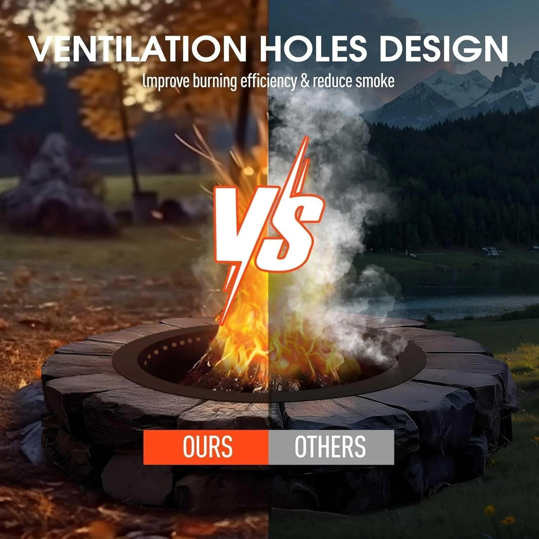 GarveeHome Feuerstelle Für Outdoor, Rauchfreie Feuerstellenring, Rund Feuerschale Garten, Kohlenstof