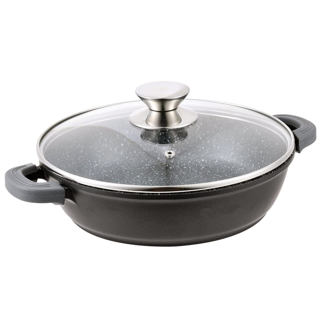 Schmorpfanne Ø24 cm mit Glasdeckel Servierpfanne Bratentopf Kochtopf Bratpfanne Induktion Aluguss Sc