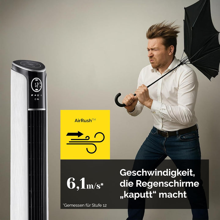 Yoer 29dB Leiser Turmventilator, Ionisator, 10 m Reichweite, Neigungswinkeleinstellung, 12 Geschwind